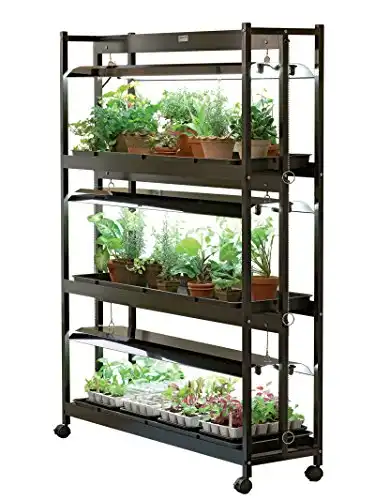 Gardeners Supply Company Indoor 3-Tier Fluorescent Grow Light Plant Stand