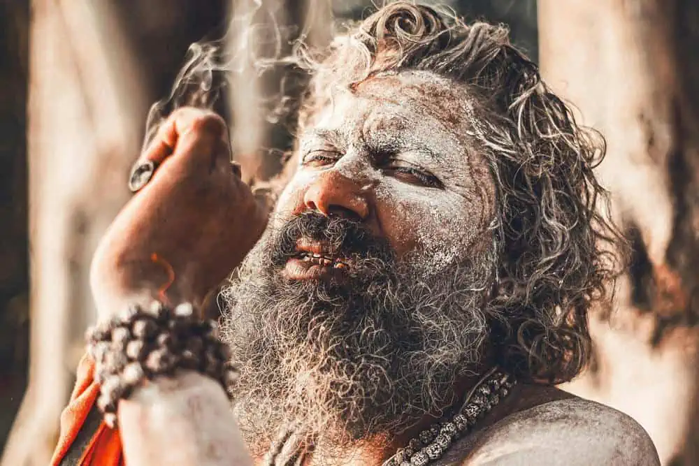 indian holy man smoking cannabis