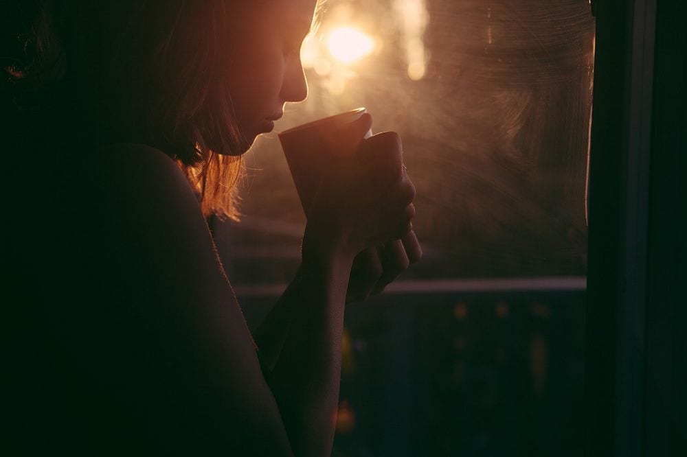 woman drinking marijuana tea