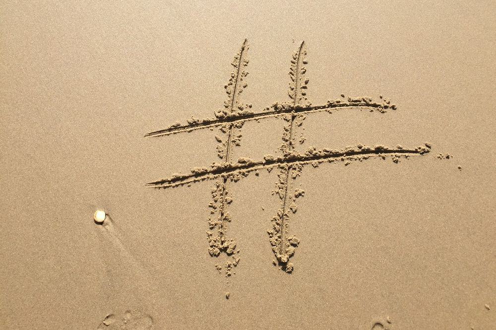 hashtag sign sand